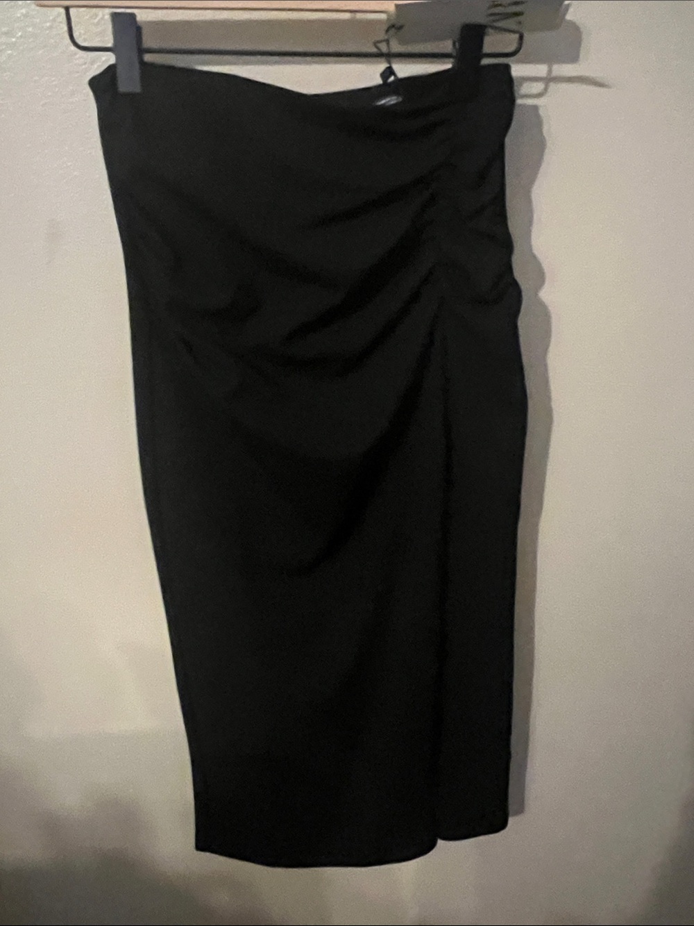 Zara Black Midi Dress with Side Ruched Detail